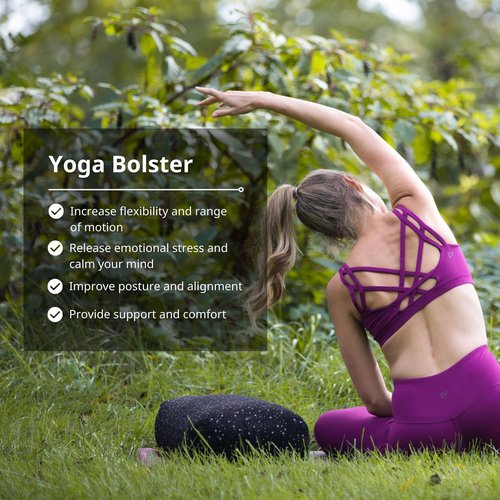 Everyday Yoga Bolster Rectangular Meditation Pillow, Super Soft & Lightweight with Carry Handle - Firm Support for Restorative Yoga, Multi-color - Peacock
