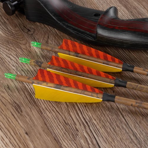 GQT 30” Carbon Arrows Hunting Arrows with 4” Turkey Feather, Removable Tips, Archery Target Practice Arrows Spine 500 for Compound & Recurve & Long Bow(Pack of 12)