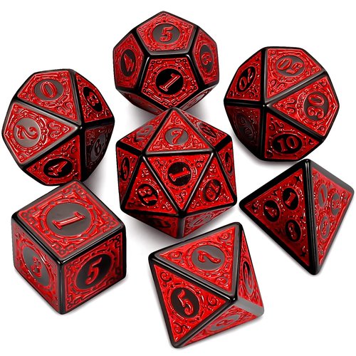 CiaraQ DND Polyhedral Dice Set for Dungeons and Dragons RPG MTG Role Playing Table Games-with 1 Dice Pouch (Red Engraved Dice)
