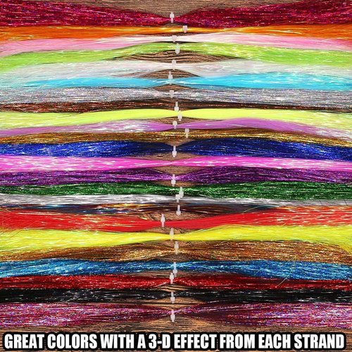 LURELINK-Flashabou-Fly-Tying-Materials-Making-Flies-Jig-Fishing-Lure-Supplies 12&24 Colors Crystal Krystal Flash String Holographic Ripple Saltwater Freshwater (24-Color Combinations)