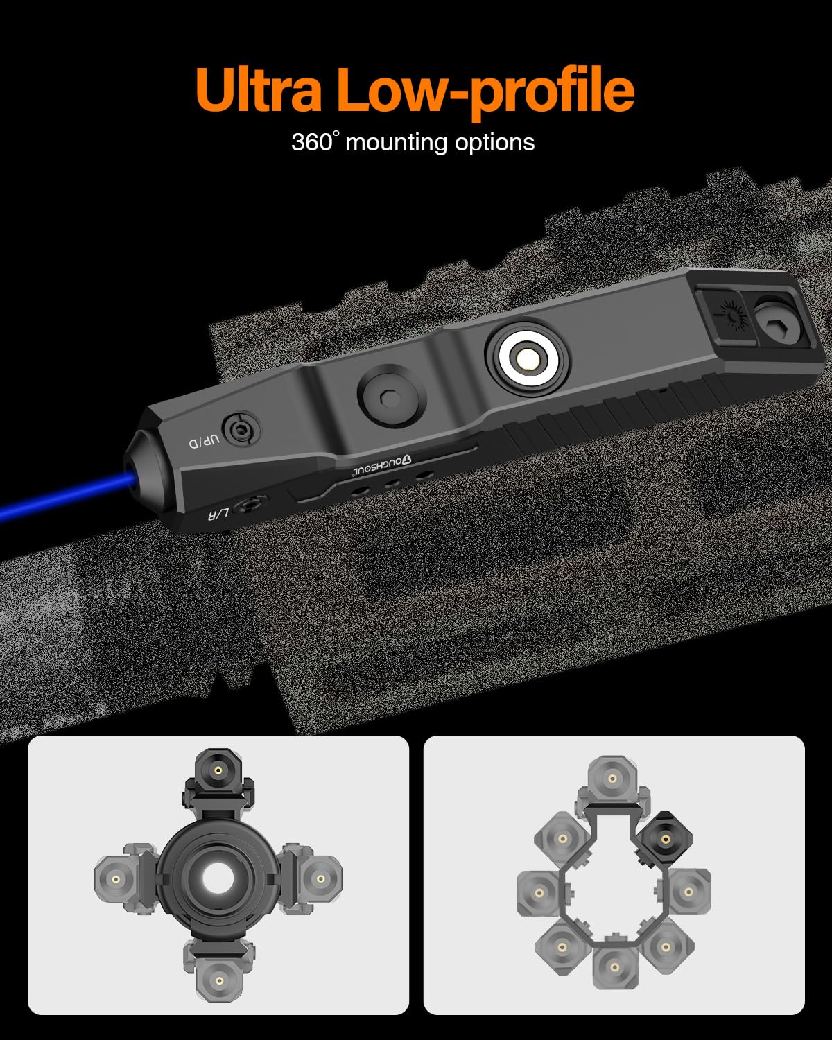 TOUGHSOUL Rifle Green Blue Red Laser Sight Compatible with M-Lok Picatinny Rail, Rechargeable Low-Profile Tactical Rifle Laser Sight with Strobe Function