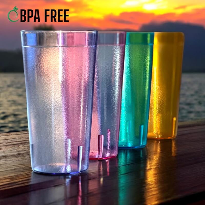 20 oz Plastic Tumbler Set - 24 Pack, BPA-Free, Shatterproof, Stackable Drinking Glasses