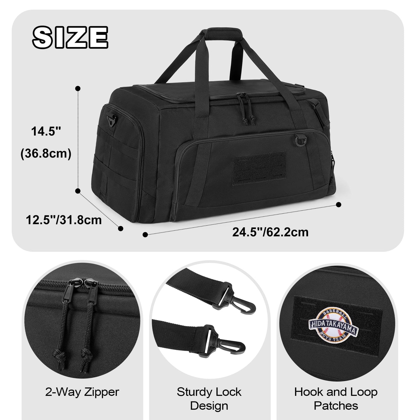 GOBUROS Baseball Duffle Bag with Bat Holder, Catchers Gear Bag for Softball