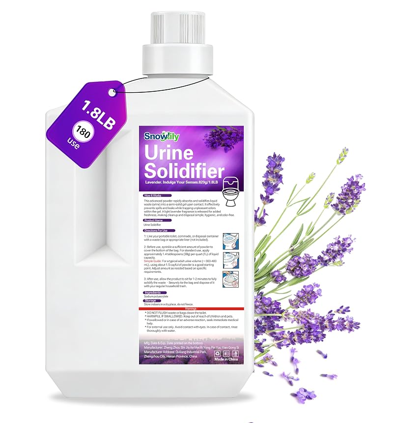 Snowlily Pee Powder 1.8lb - Liquid Gel Urine Solidifier & Portable Camping Toilet Deodorizer