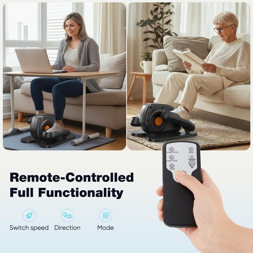 Under Desk Elliptical Machine, Ellipse Leg Exerciser for Seniors, Quiet & Portable Electric Seated Eclipse Exercise Training Machine with Remote,LED Display, Portable Fitness Solution