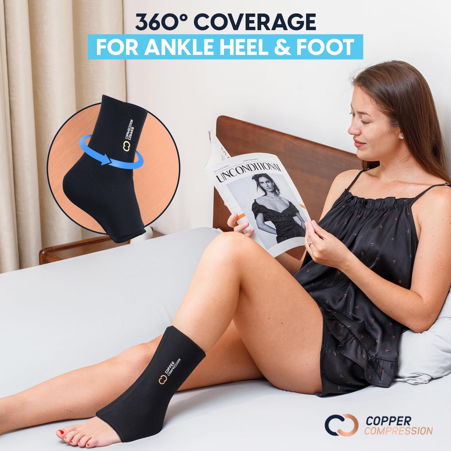 Copper Compression CopperFreeze Cryo Compression Sleeve for Knee, Tennis Elbow, Ankle Joints, Leg & Arm Muscles - Reusable Gel Ice Pack & Heat Wrap - Cold & Hot Pain Relief, Sprain, Injury - L/XL