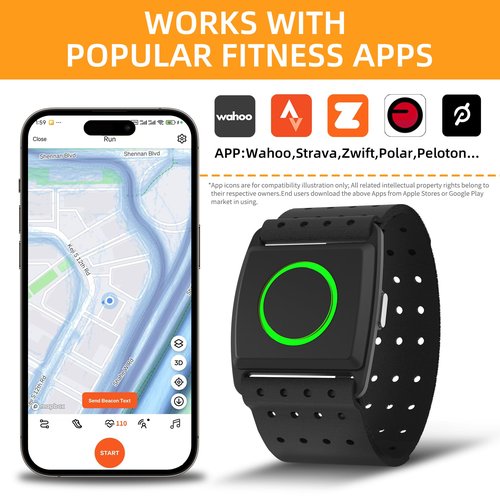 EZON C022Pro Heart Rate Monitor Armband with ANT+ & BLE Bluetooth,3ATM Waterproof - Adjustable Design for Running Cycling Gym, Compatible with Peloton/Wahoo/Polar/Strava