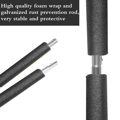 14FT Trampoline Net and Replacemen Poles, with Clamp and Hardware, Enclosure Pole Connecters, Screws and Bolts, Poles Caps Fits Most Trampoline
