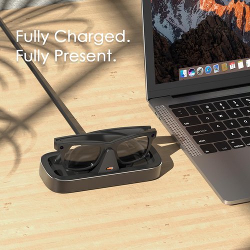 Charging Station for Meta Ray-Ban Glasses - Wayfarer, Skyler & Headliner Charger with LED Indicator, Space Gray