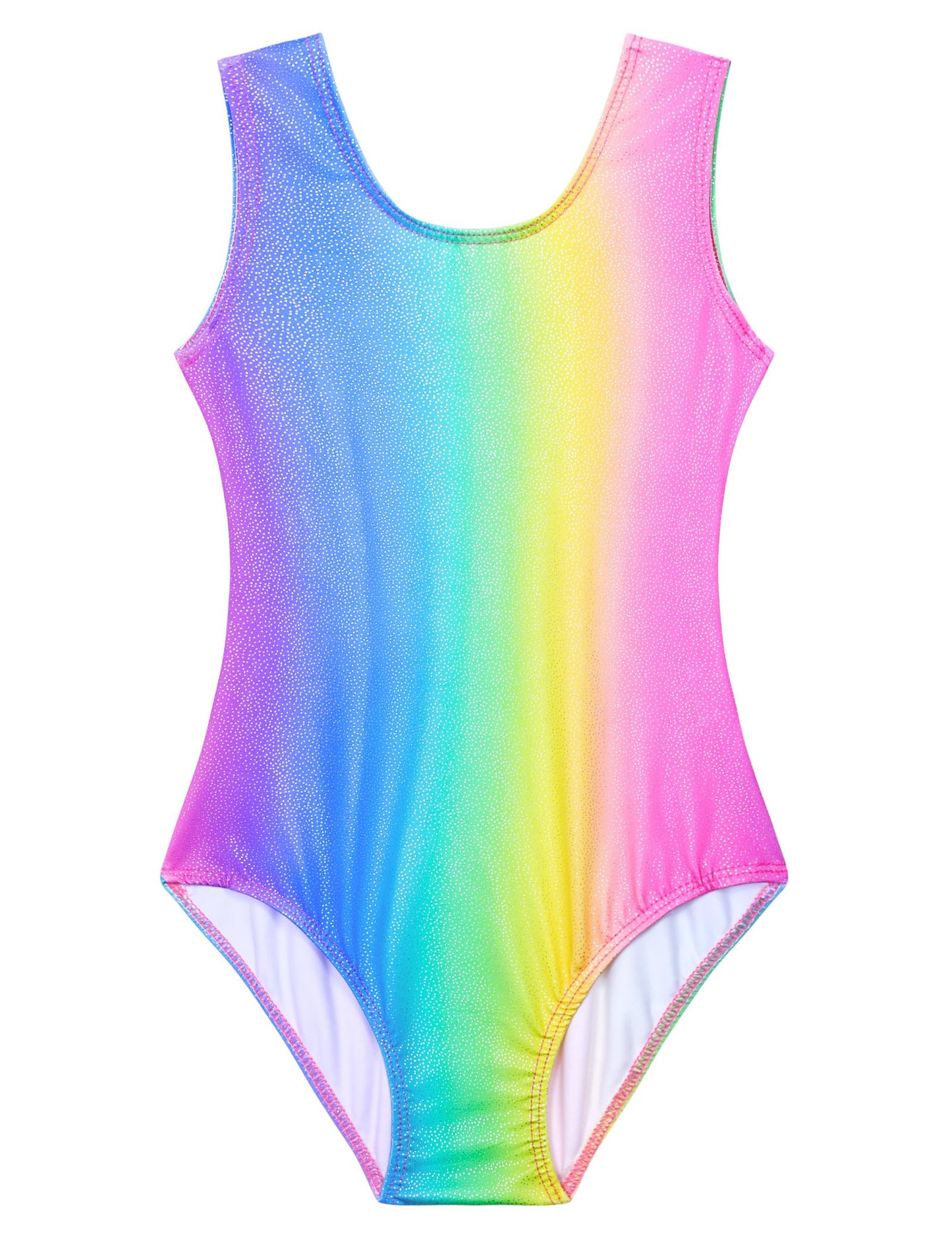 Domusgo Gymnastics Leotards for Girls 8-9 Years Old Colorful Stripes Sparkly One Piece Tumbling Outfits