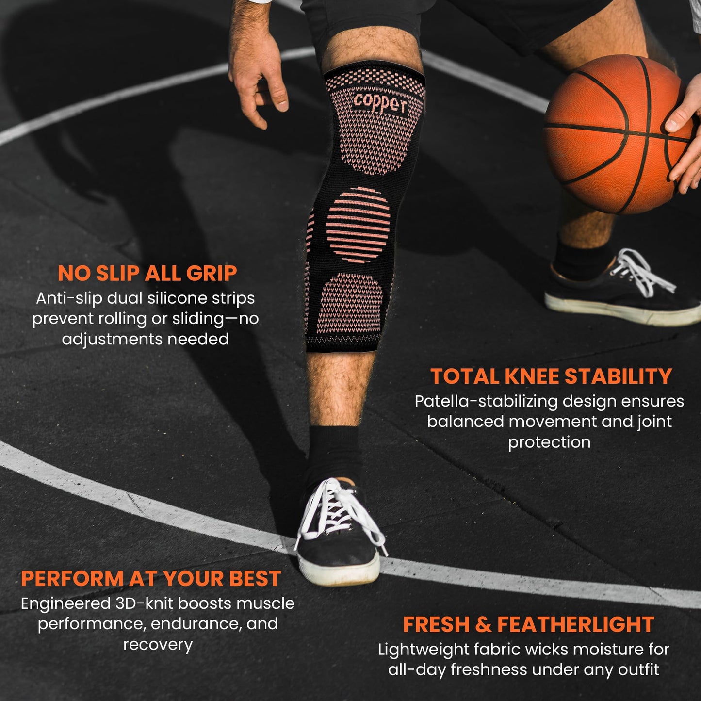 Pro Highlight Sports Copper Knee Braces for Women and Men 2 Pack, Knee Compression Sleeve for Knee Pain, Arthritis, Workout Sports Knee Support for Running, Meniscus Tear, ACL & Arthritis Pain Relief (Copper, Small)