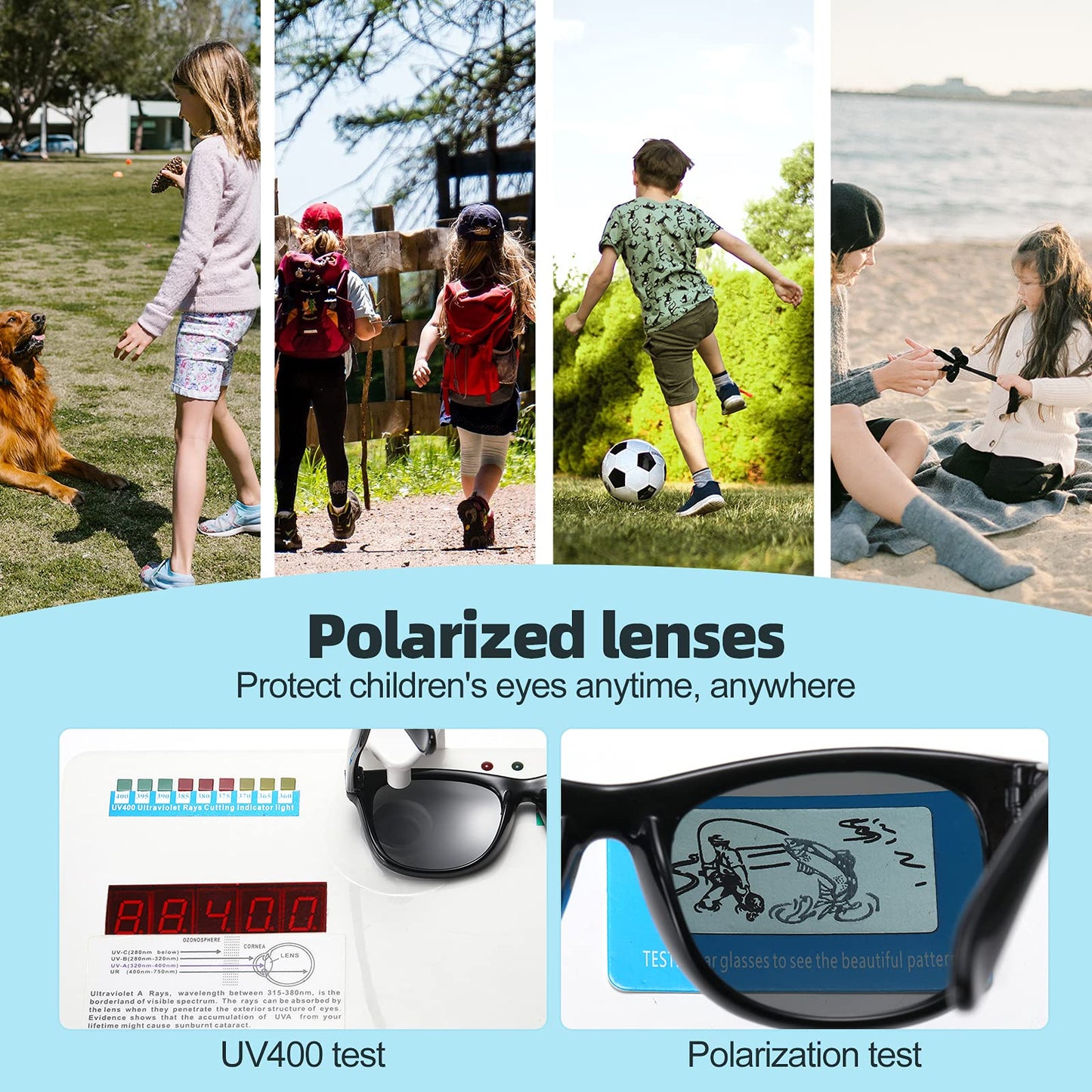 DYLB Kids Polarized Sunglasses for girls boys 3 Pack, Flexible TPEE Rubber Frame for Children Age 3-8.