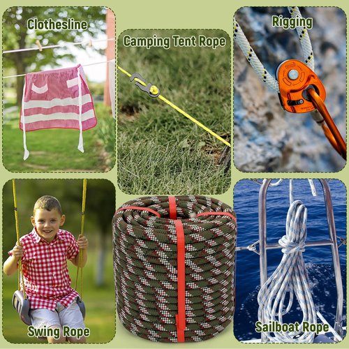Arborist Rope Climbing Rope 48 Strands Tree Rope 1/2 Inch for Climbing Tree Swing Pulling Sailing