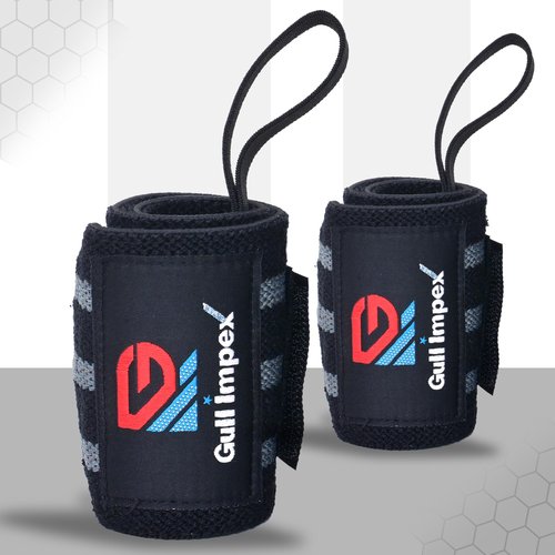 GULL IMPEX Cotton Wrist Wraps ??20??Heavy-Duty Wrist Support with GREY Stripes for Powerlifting, Weightlifting, CrossFit, and Strength Training ??Superior Comfort for Men & Women