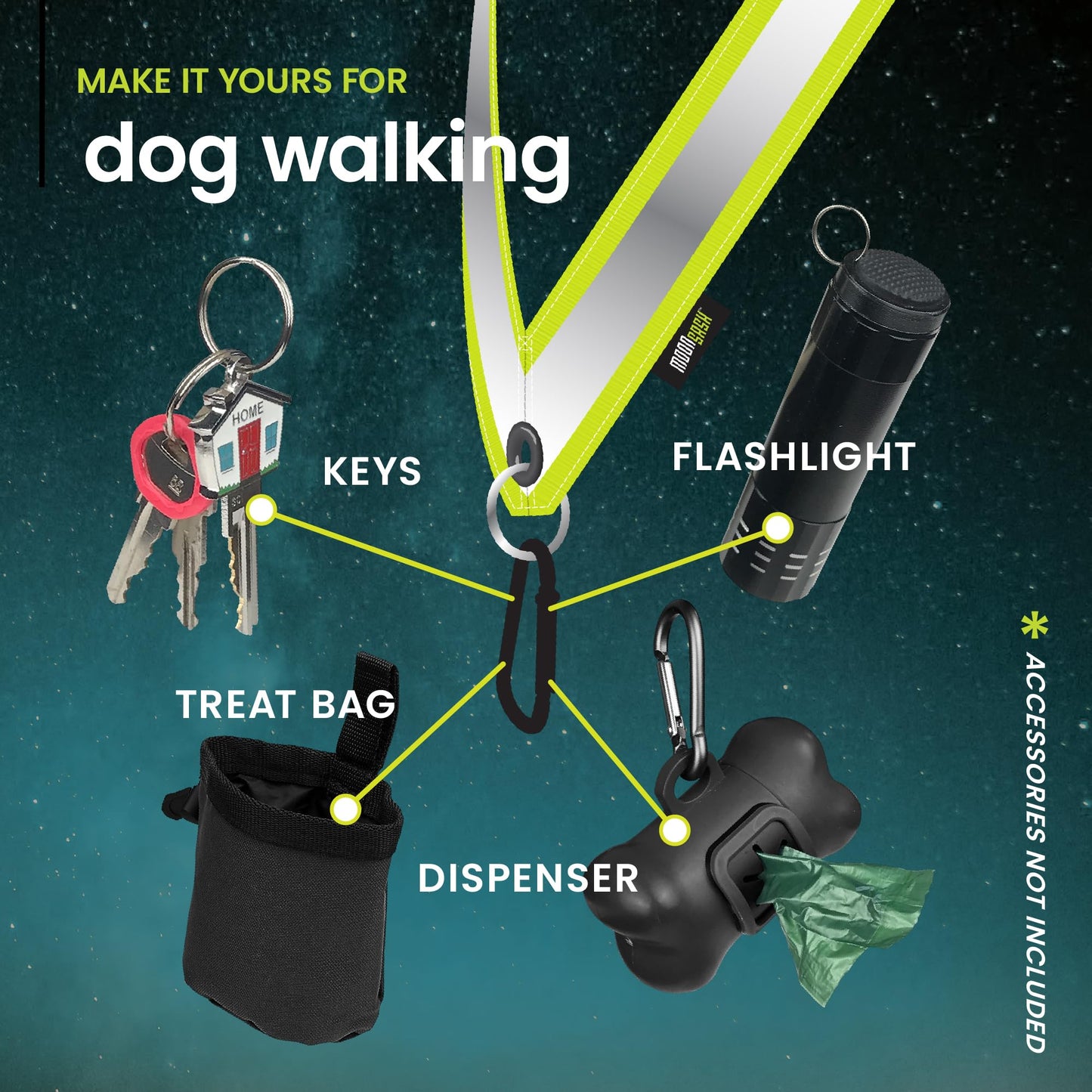 MOONSASH Reflective Sash For Walking At Night | USA-Made | Fitted, Reversible + Patented Night Walking Safety Gear | Perfect Belt/Reflective Vest for Women & Men Alternative | Essential Running Gear