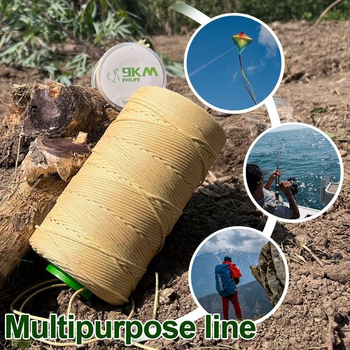 9KM DWLIFE Braided Kevlar Cord, 100lb 0.8mm 100Ft, High Tensile Strength, Abrasion, Flame Retardant, Kite String, Fishing Line, Model Rocket Shock, Hammock Tarp Ridgeline, Tactical Survival Paracord