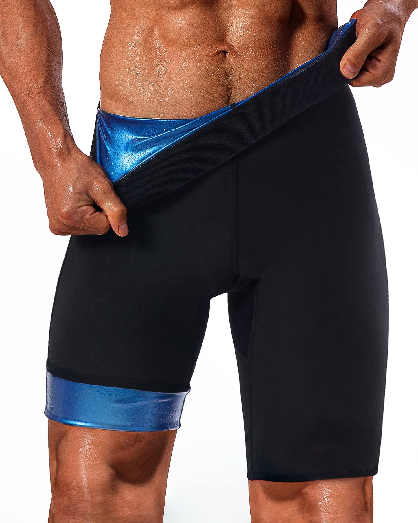 LMCOB Men's Thermo Leggings - Hot Sauna Shorts, Compression Hight Waist Pants, Workout Body Shaper, Sauna Suit (BH70011-01-XL)