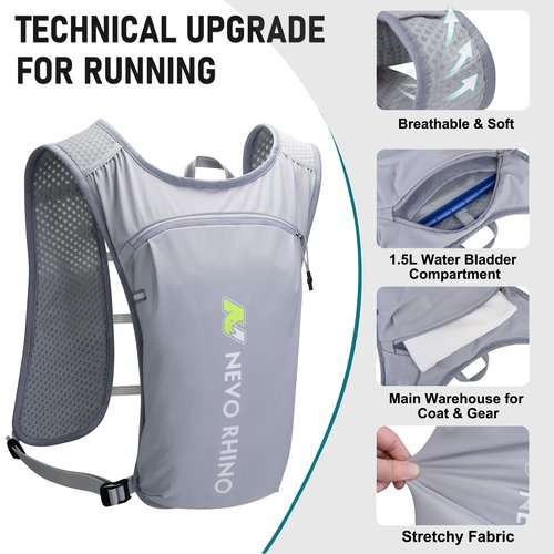 N NEVO RHINO Running Hydration Vest for Women 1.5L Water Bladder Backpack 5L Small -Lightweight Breathable Hydration Vest for Hiking Trail Running Cycling Marathon for Women