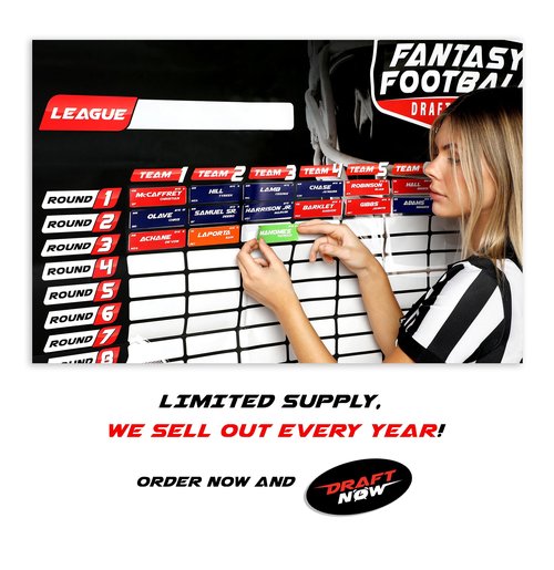 XL Fantasy Football Draft Board for The 2024-2025 Season Kit, 120 LB Material - 6 Feet x 4 Feet Board - Up to 14 Teams & 500+ Player Stickers & Draft Guide