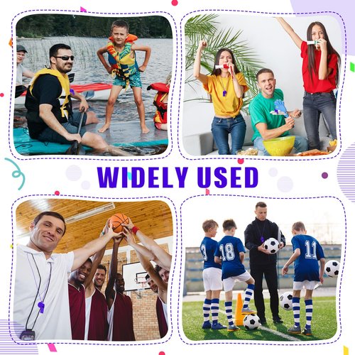 kymqlyw 24 Pcs Plastic Whistles with Lanyard Lifeguard ref Whistle Sports Whistle Loud Crisp Sports Whistle Emergency Whistle Bulk Referees Training Lifeguard School Emergency (Purple)