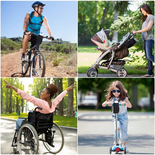 WUVOP Bike Cup Holder, Water Bottle Holder Handlebar with Mesh Pockets, Universal Cycling Bicycle Water Bottle Drink Cup Cage for Cruiser, Scooter, Mountain, Road Bike, Wheelchair