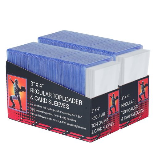 400 Card Sleeves Top Loaders for Cards,3"X4" Baseball Card Protectors,Premium Toploaders for Cards,Hard Plastic Card Holder for Trading Sports Football Game Cards (200 Hard Sleeves+200 Penny Sleeves)