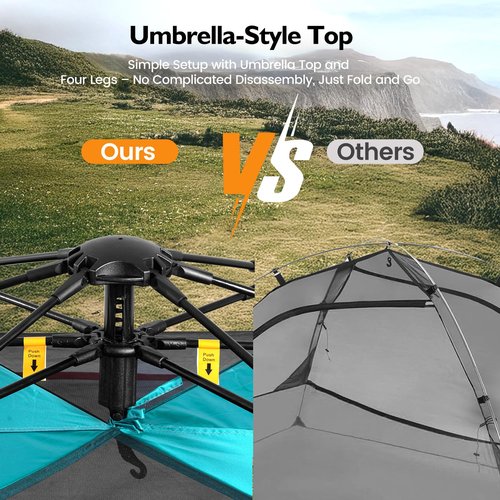 MOJEST Camping Tent 2 Person, Waterproof & Blackout Double Layer Pop Up Outdoor Tent for Park, Picnic, Travel, Portable and Easy Setup, Lake Mist