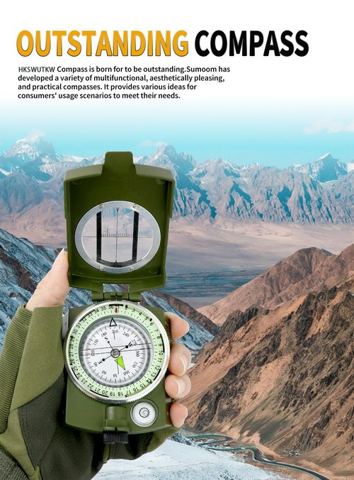 HKSWUTKW Glow in The Dark Waterproof Compass for Kids - Military Style Orienteering Compass for Boy Scouts, Hiking, Survival, and Navigation