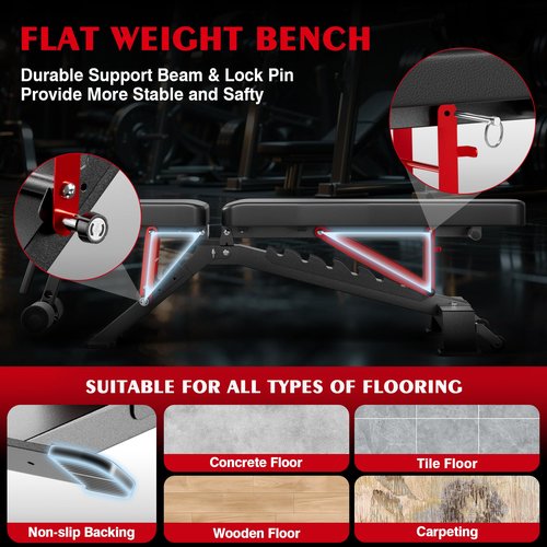 Adjustable Weight Bench - Workout Foldable Strength Training 1300lb Capacity Heavy Duty Weight Benches for Home Gym Exercises Incline Flat Decline Sit-Ups Full Body Workouts