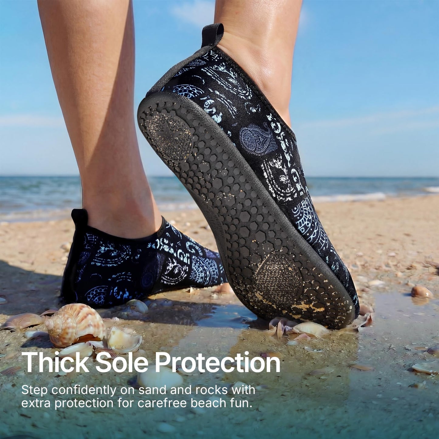 Water Shoes for Women Men Quick-Dry Aqua Socks Swim Beach Barefoot Yoga Exercise Wear Sport Accessories Pool Camping Must Haves Adult Youth Size 11.5-12.5Women/10.5-11.5Men