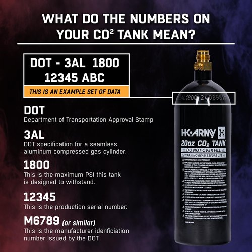 HK Army 20oz Aluminum CO2 Tank - High Pressure Compressed Air System for Paintball & Airsoft Gear - Black