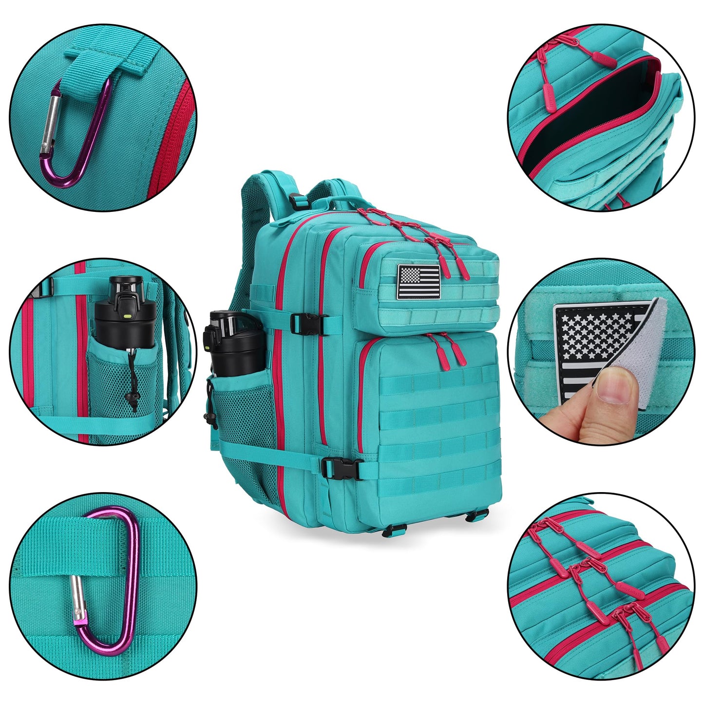 HongXingHai 45L Military Tactical Backpacks 3 Days Assault PackBag Fitness Rucksack Hiking Molle Daypack (Miami Vice)