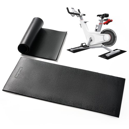 MoyRetty 2-Pack Exercise Equipment Mat, 24 x 11.8 inches, Anti-Slip Rubber Floor Protection for Peloton Bike and Treadmill, Black