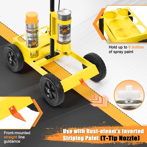 CAROD Striping Line Marking Machine, Parking Lot Striping Machine, Compatible with Professional Inverted Striping Spray Paint, Line Striper Machine for Fast and Accurate Marking, Yellow