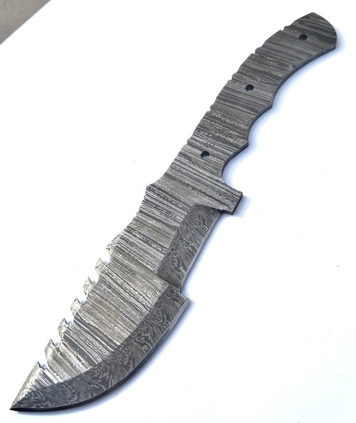 AMJ Crafts 10" Damascus Steel Tracker knife Blank, Tactical, Survival, Camping, DIY, Knife Making kit, outdoor, EDC, Gift Blade