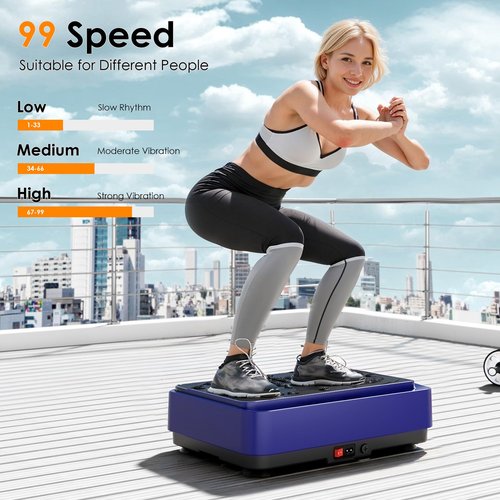 SogesGame Vibration Plate Exercise Machine, Vibrating Lymphatic Drainage Shaking Full Body, Vibrate Stand with 99 Speed Levels for Weight Loss and Fat Burner for Women & Men (Blue)