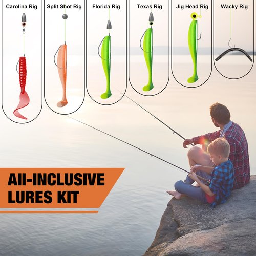TRUSCEND Widely Used Fishing Bait Rigs Worth Every Penny, Selected Fishing Lures & Tackle Kit for Freshwater Fishing, Economic/Giftable/Premium Starter Fishing Gear Set Available