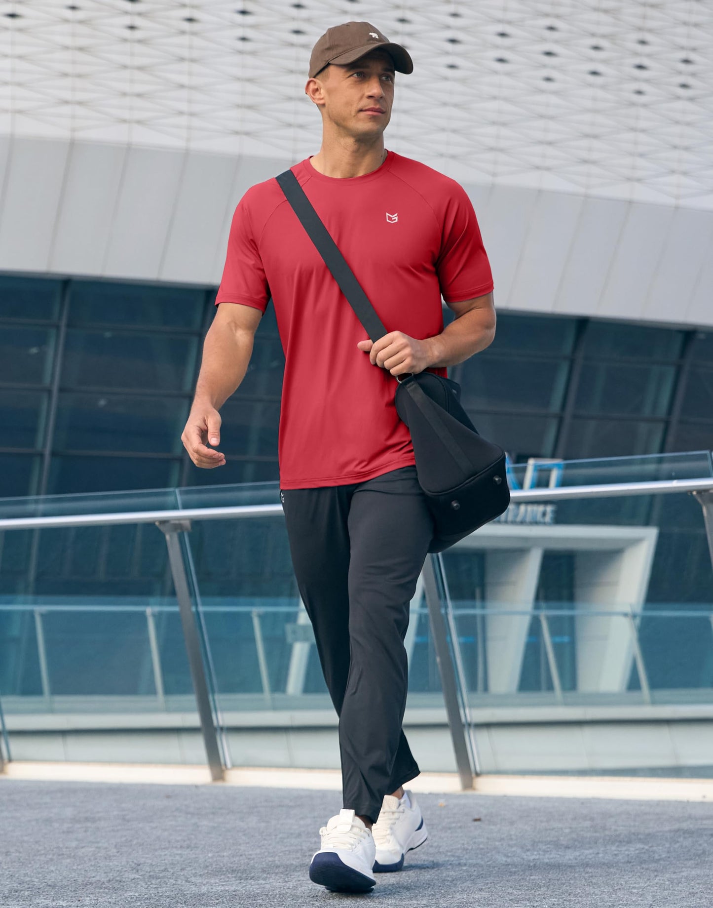 Men's Athletic Workout T-Shirts Moisture Wicking Cooling Running Shirts Short Sleeve Performance Tee for Gym Tennis(Red,3XL)