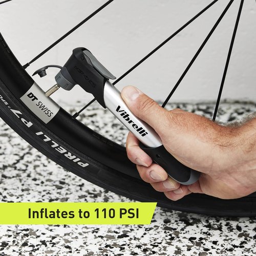 Vibrelli Air Master Mini Bike Pump - 120 Psi - Presta & Schrader Valve Compatible