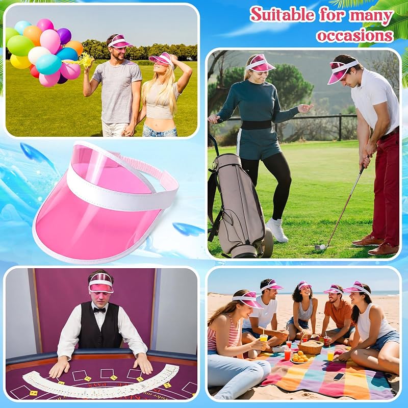 Tarpop Poker Visors Hats - Pink (5-Pack) Adjustable Sun Visor