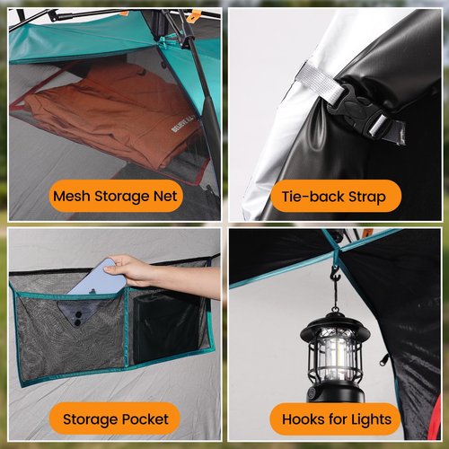 MOJEST Camping Tent 2 Person, Waterproof & Blackout Double Layer Pop Up Outdoor Tent for Park, Picnic, Travel, Portable and Easy Setup, Lake Mist