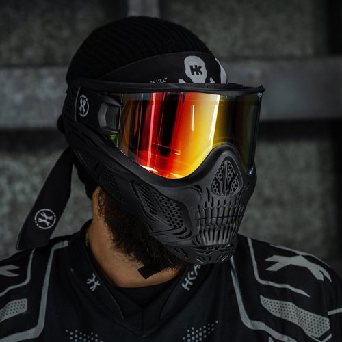 HK Army HSTL Skull Paintball Goggle/Airsoft Mask (Black, Fire)