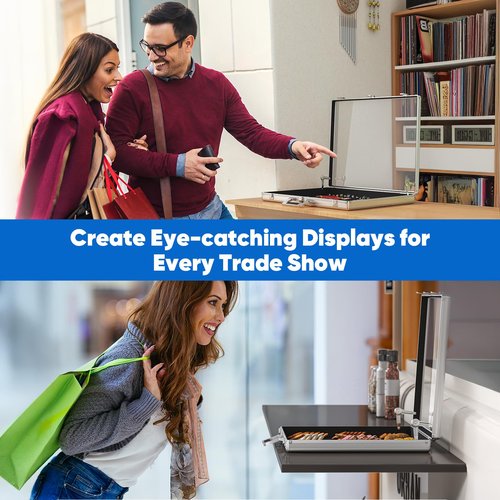 YAGEANNL Portable Trade Show Display Case, 24'' x 20'' Card Show Display Case with Locks, Aluminum Showcase for Cards, Jewelry, Pastry Display