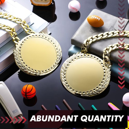 Loetere 6 Pcs Blank Award Medals with Neck Chains Create Your Own Kit Cheer Medals Winner DIY MVP Participation Trophy Metal Prize Gifts for Soccer Football Party Game