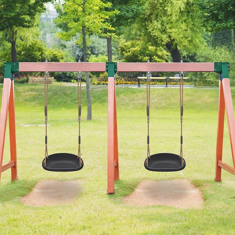 Heavy Duty Swing Seat with Wider Seat, Adjustable 50.5-80.3 in Rope, 500 lb Capacity – Non-Slip Plastic Swing for Kids & Adults, Includes Carabiners (1pc Black) Variation