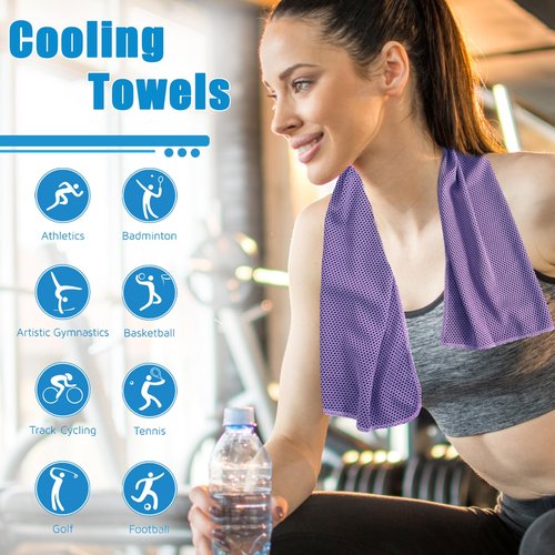 Kuihaazi 10 Pack Cooling Towels,40"x12" Neck Face Cooling Towels,Soft Breathable Chilly Towel for Women,Men,Sport,Yoga,Golf,Gym,Camping,Running,Fitness