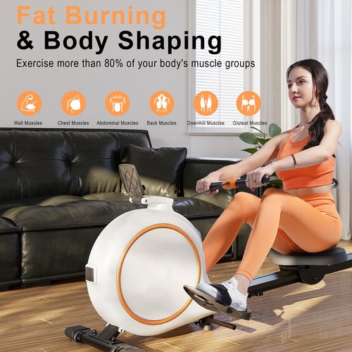 Rowing Machines for Home Exercise, 300 LBS Weight Capacity Row Machine, 36 Level Quiet & Smooth Rower Machine with LED Monitor, App Supported, Tablet Holder and Comfortable Seat Cushion