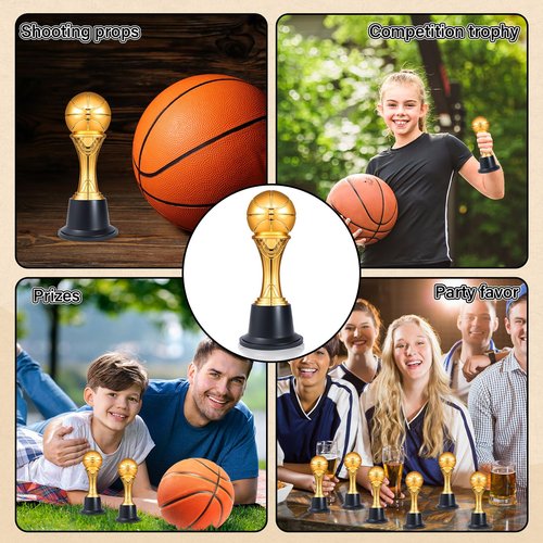 Conderyang 12PCS Small Gold Basketball Trophies 5.8 Inch Trophy Award Basketball Medals for Team Mini Trophies Bulk Championship Game Day Participation Competitions Ceremony Party Favors