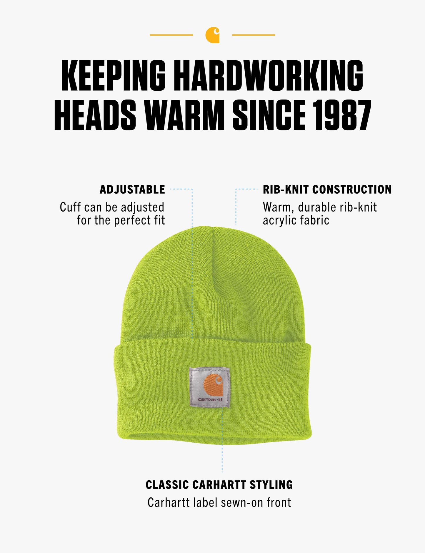 Carhartt Men's Knit Cuffed Beanie, Brite Lime, One Size