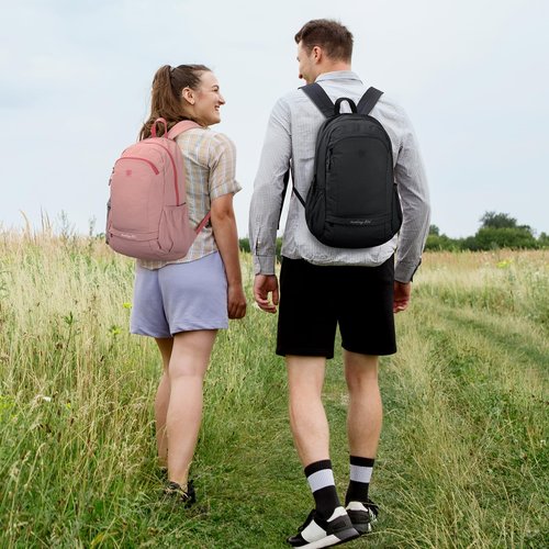 Outplea 25L Foldable Hiking Backpack for Men Women, Gym Backpack with Waterproof Pocket, Small Packable Collapsible Daypack for Travel, Pink